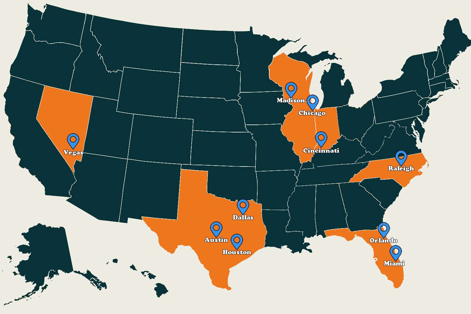 G&O International Group LLC US Delivery Coverage Map